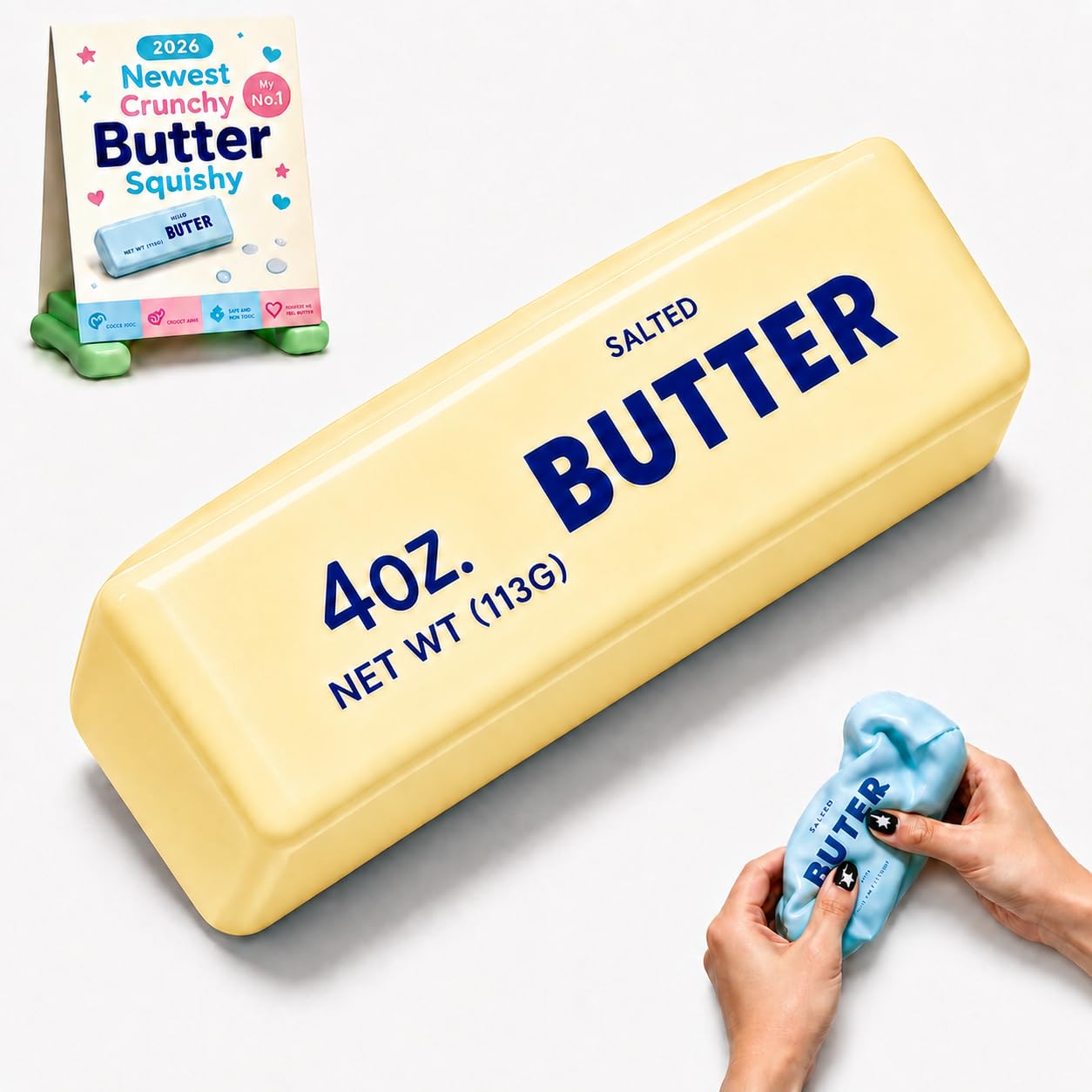 Crunchy Butter Squishy ASMR Stress Ball with Colorful Block Filling, Soft Slow Rising Butter Fidget for Desk, Office, Party Favors & Gifts(yellow, Brick Filled)