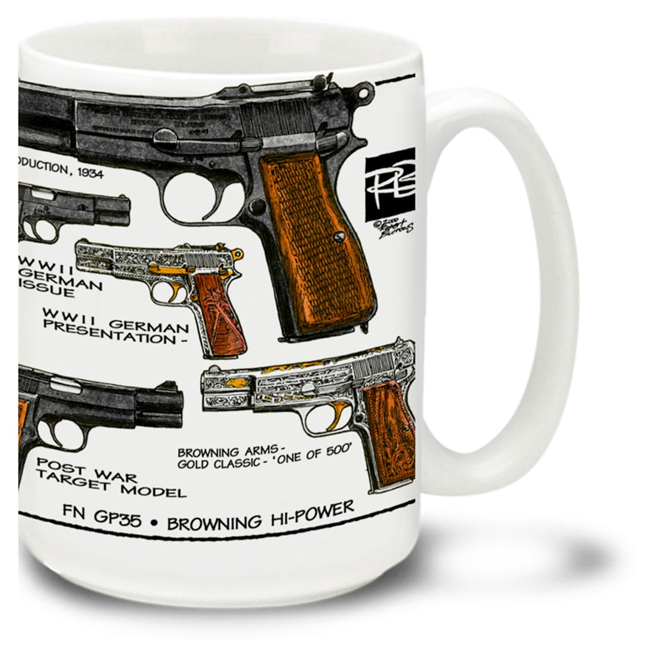 CUPPASecond Amendment Rights 15-Ounce Coffee Mug with Browning Hi-Powers