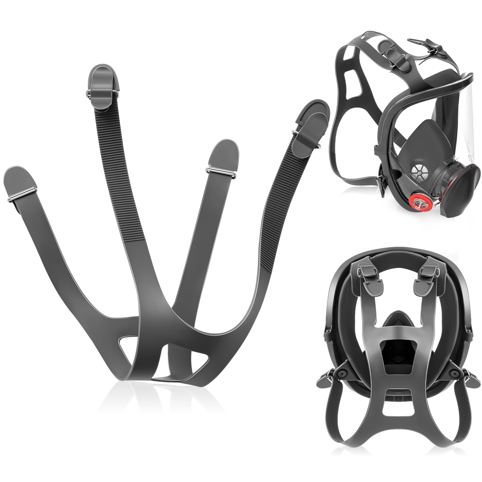 Jecery 1 Pcs Silicone Head Harness Strap for Full Facepieces 6000 Series Respiratory Protection, Compatible with 6000 Series 6700, 6800, 6900 Head Harness Assembly Replacement Part, Black