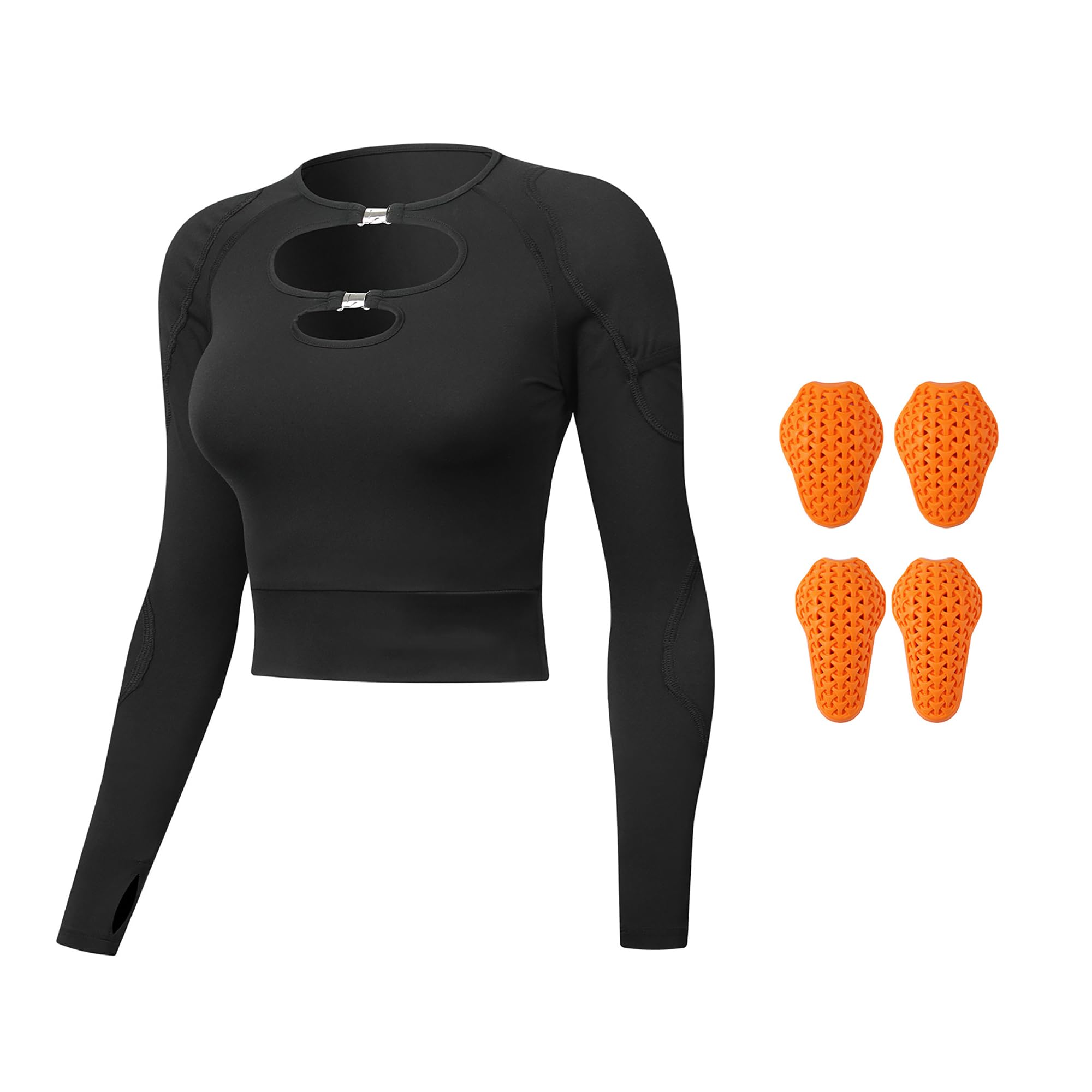 Maglia Protettiva Da Moto Da Donna Con Imbottiture Protettive, Giacca Da Moto Traspirante In Rete, Maglietta da Moto maniche lunghe sexy für Motorradfahren, Laufen und Training