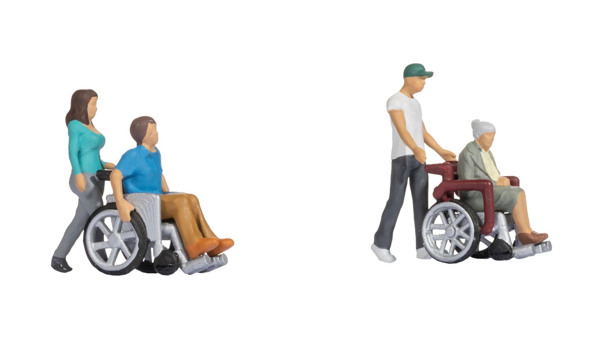 NOCH H0 Wheelchair User Figure with Model Figures in 1:87 Hand-Coloured for H0 Gauge