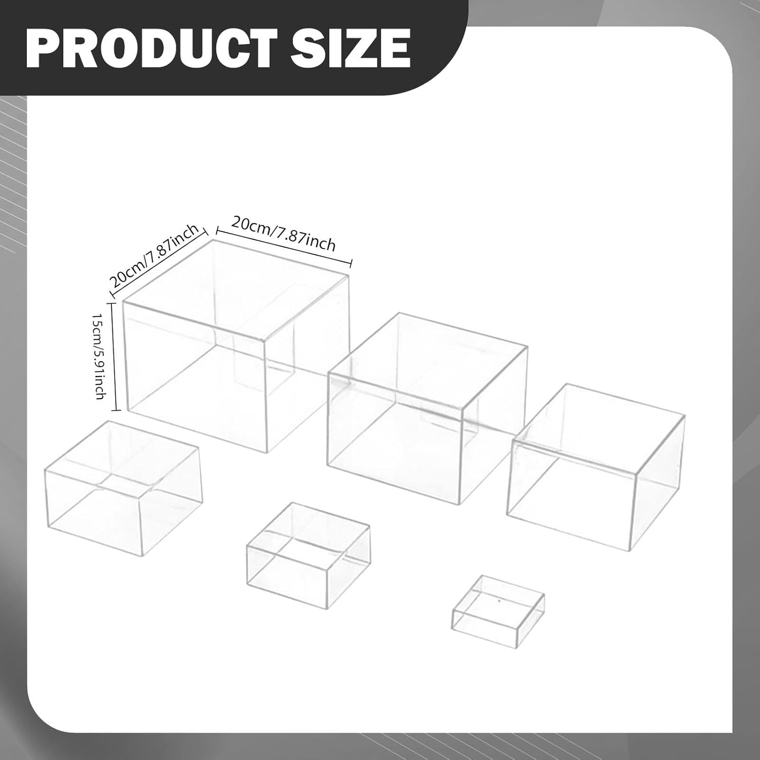 6x Buffet Hollow Bottom Jewelry Racks Display Nesting Stands Cube Boxes for Dolls , Clear
