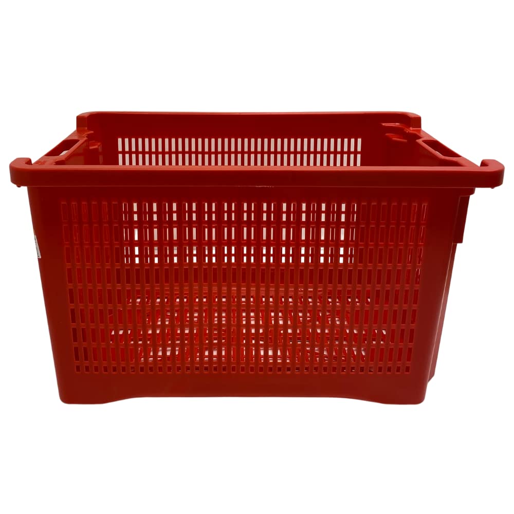 acquaverde | 10 Cassette Agricole con Fondo Traforato in Plastica 40 Litri (30 kg), Cesta per Raccolta Olive, Impilabili e Sovrapponibili, Con Manici, cm. 56x35x31