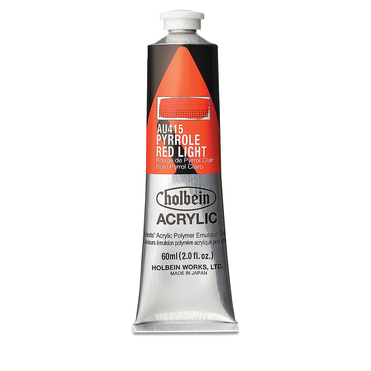 Acrylique Pyrrole Rouge Holbein tube 60 ml peinture beaux-arts
