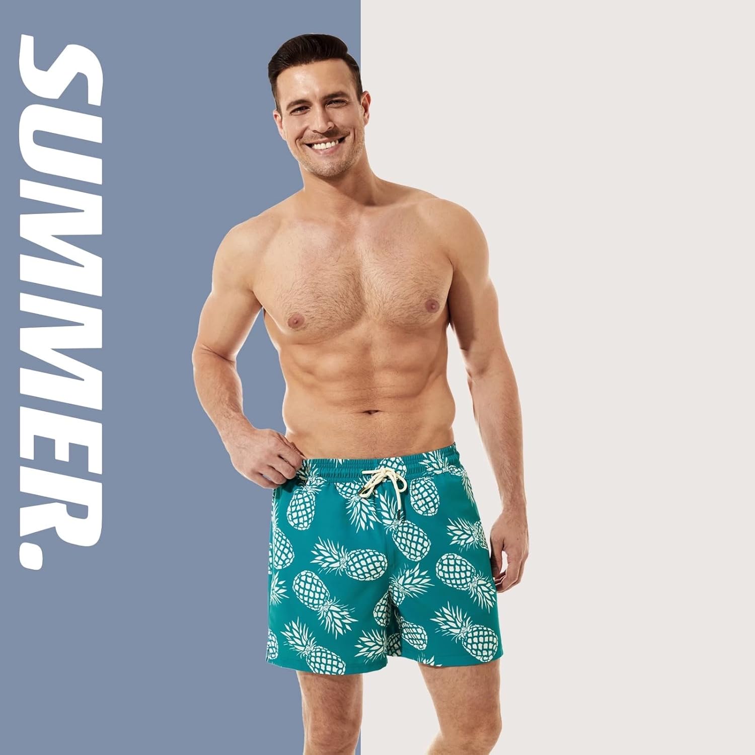 BRISIRA Mens Swim Trunks Bathing Suit 5 Inch Inseam Compression Liner Beach Swim Shorts Swimwear Quick Dry Zipper Pocket - Image 2