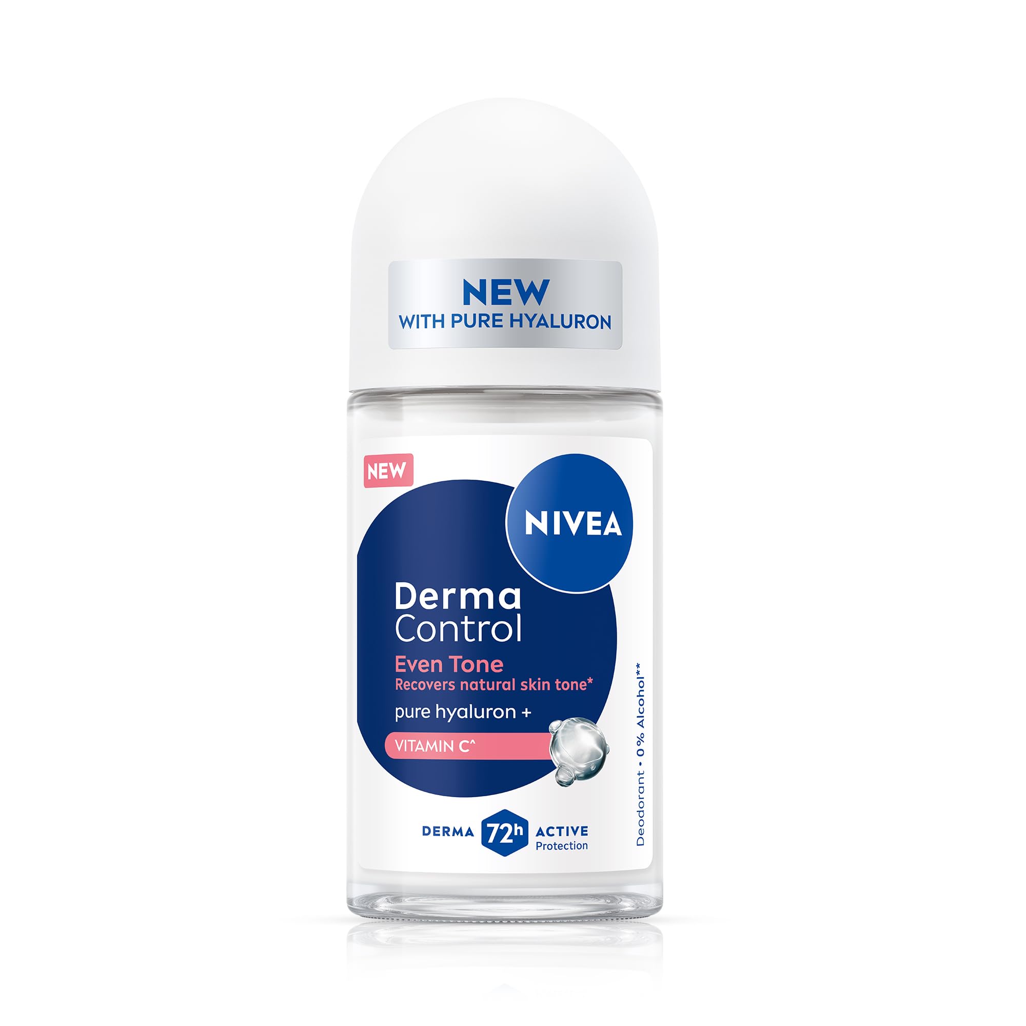 NIVEA Derma Control Eventone, 0% Alcohol, Pure Hyaluron &Vit C, Underarm Roll On Women 50ml