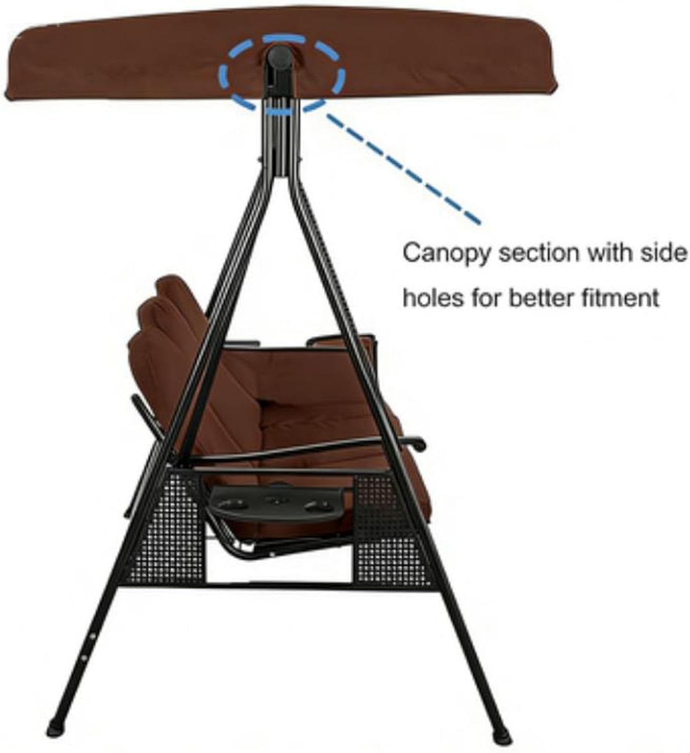 Outdoor Swing Canopy Replacement Top, Waterproof Patio Swing Canopy Replacement, for Porch Garden Yard 2/3 Seat Patio Swing Chair(2 Seater:62 x 46 in/158 x118 cm)