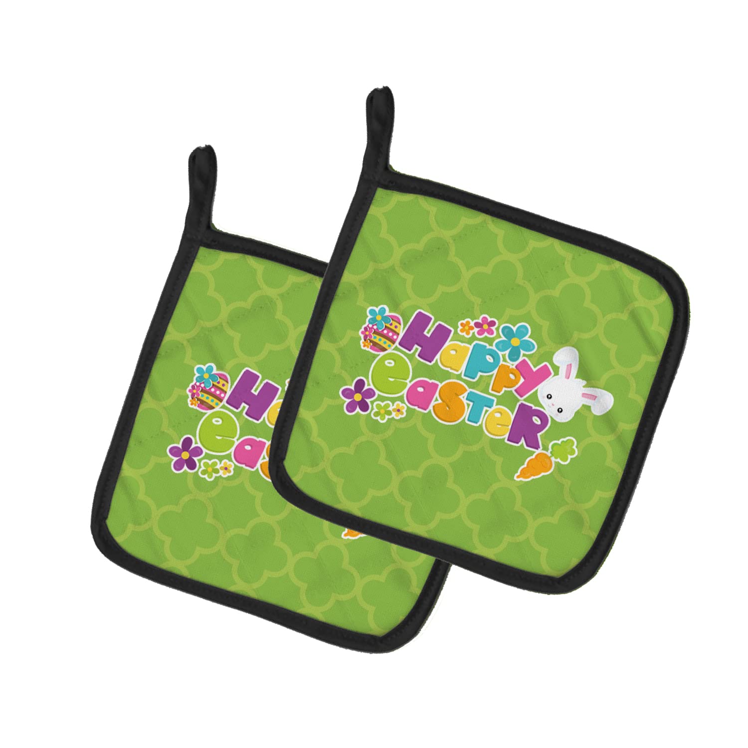 Caroline 's Treasures bb6900pthd Happy Ostern grün Quatrafoil Paar Topflappen, 19,1 x 19,1 cm Multicolor