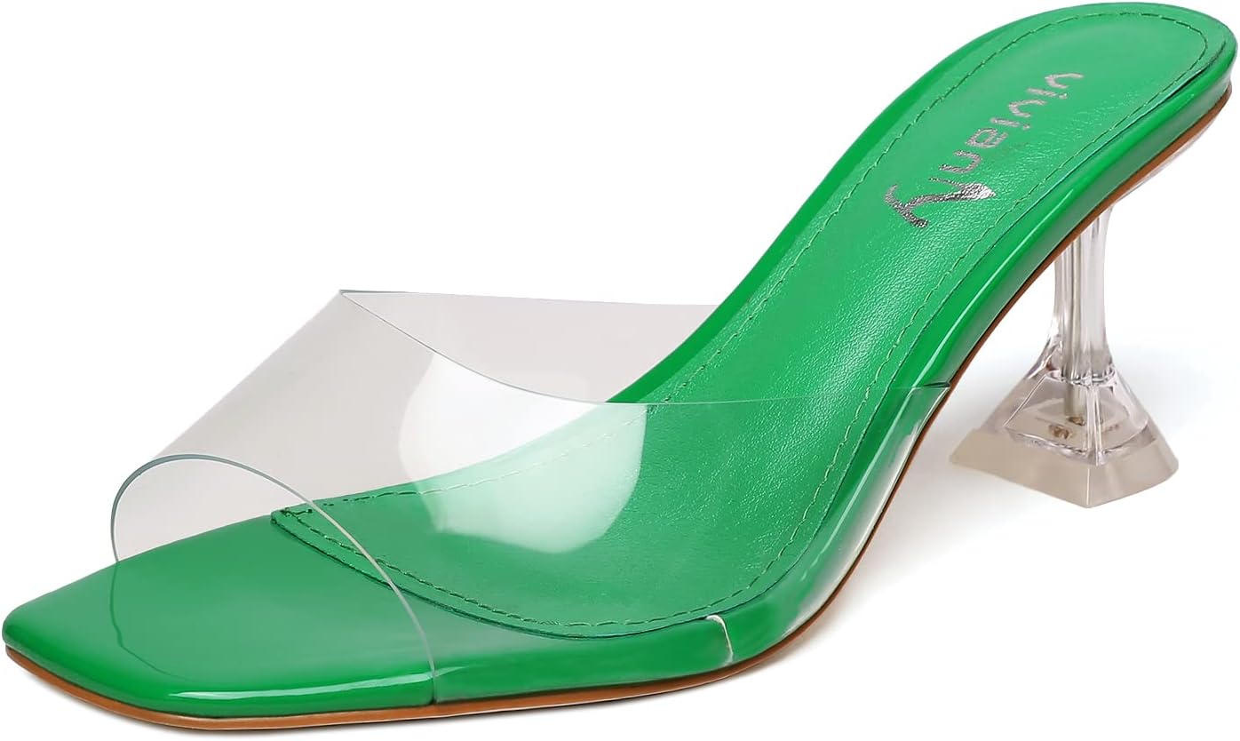 Vivianly Clear Heels Sandals - Transparent Stiletto Slip-on
