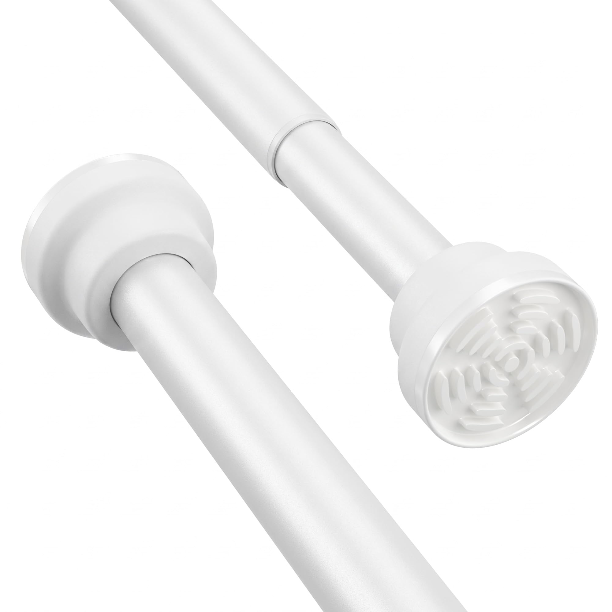 Extendable Shower Curtain Rail 125-210cm,Stainless Steel Shower Curtain Pole Curtain,Tension Rod No Drilling Adjustable Shower Rail Telescopic Shower Pole for Bath,Closet,Wardrobe,Kitchen White — image 1
