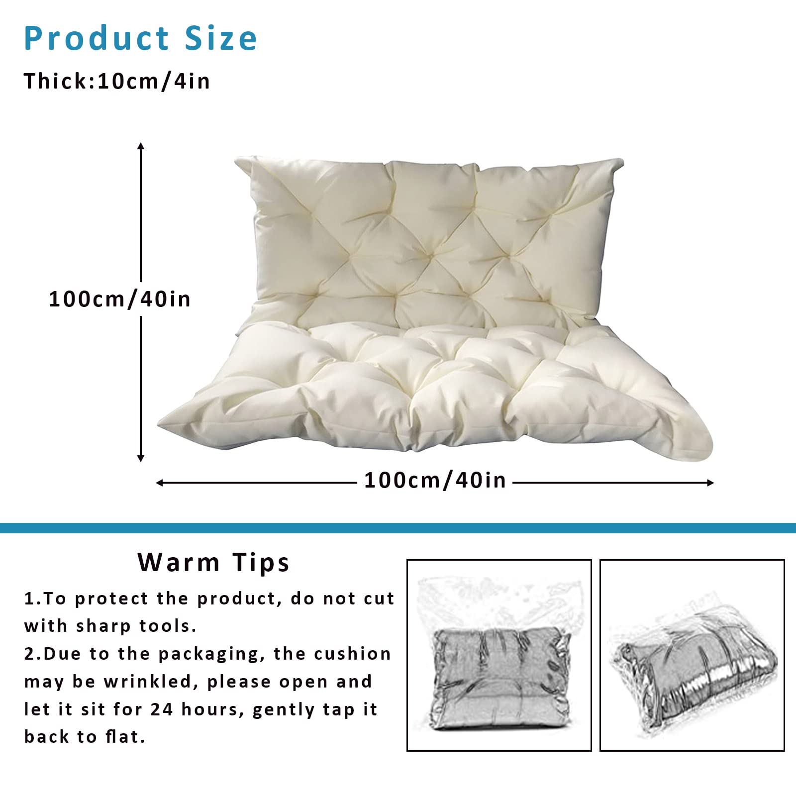 Cuscino Per Sedie Da Esterno Con Schienale Crema - Foto 5