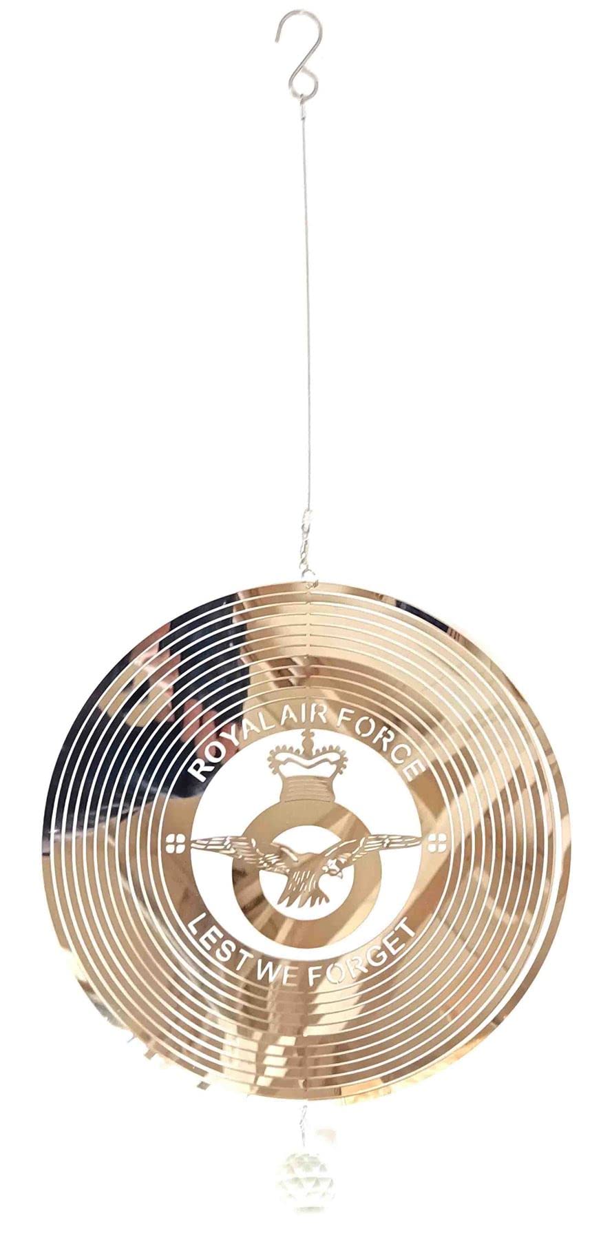 Royal Air Force Lest We Forget Stainless Steel Metal Garden Wind Spinner With Crystal Suncatcher - Great Garden Decor Ornament Part Of The Hanging Decorations and Hanging Ornaments Range - Image 3