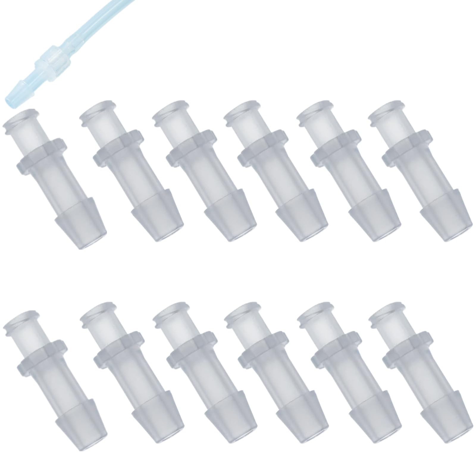 JLEivvi 12 Pcs Luer Lock Connector, Clear Female Luer Lock Tube Connector Hose Barb Fitting Kit for Connecting Syringes Hose Laboratory Equipment, 1/4 inch