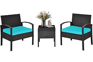 DORTALA 3-Piece Patio Furniture Set: Heavy-Duty Outdoor Wicker for Ultimate Relaxation