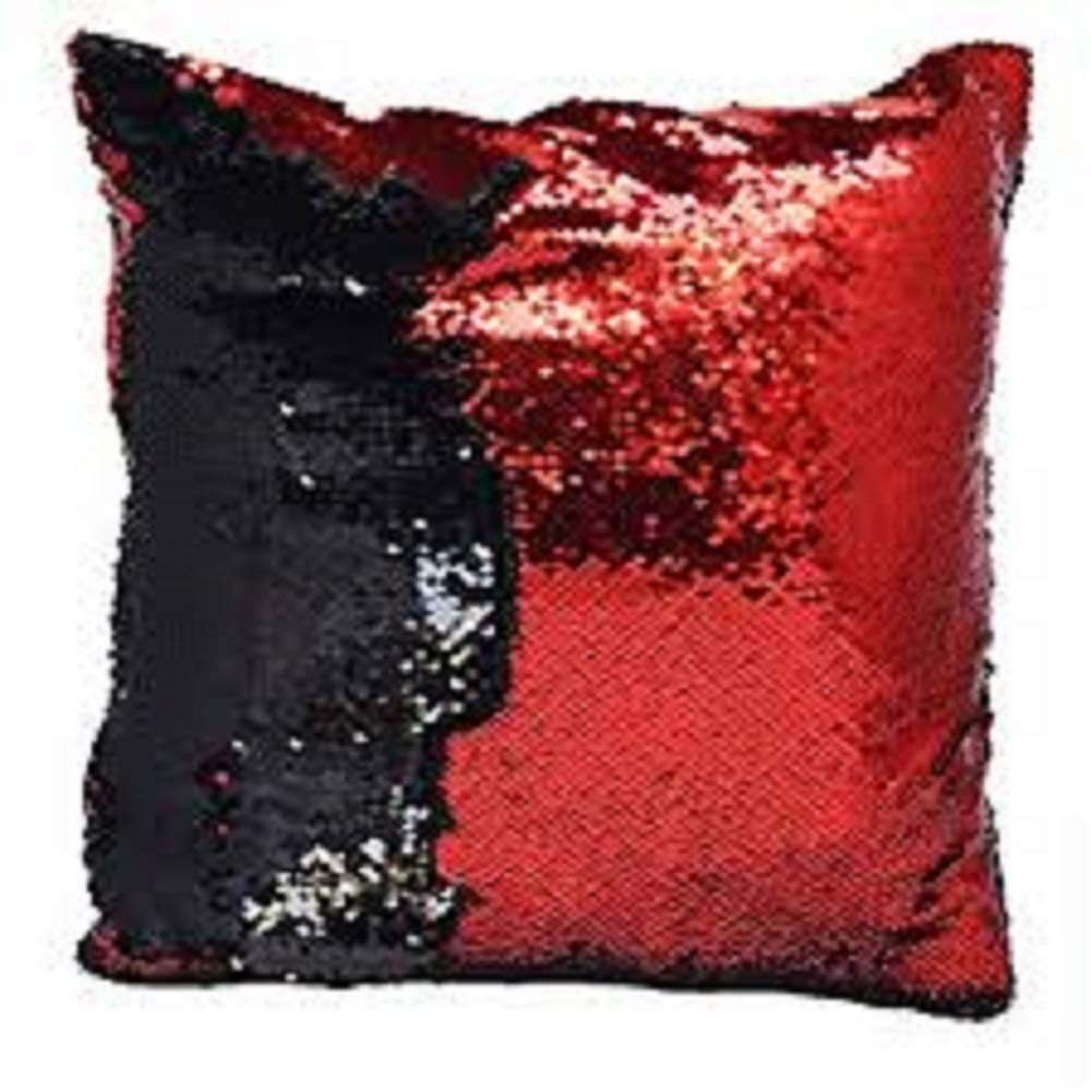 Mr. Gadget Solutions® Red And Black Magic Mermaid Pillow Case Reversible Sequin Glitter Sofa Cushion Cover 16 Inches