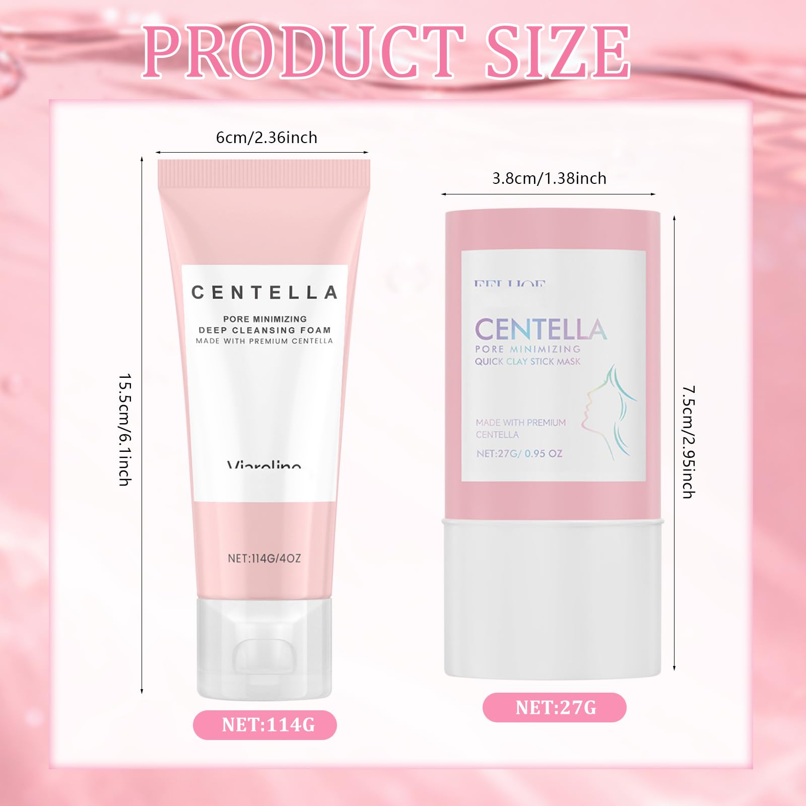 2 Pezzi Centella Detergente Viso + Maschera per Argilla, Kit Centella Asiatica, Madagascar CENtella Skincare, Riduce i Pori, Clay Stick CEntella Ampoule Foam, Adatto a Tutti i Tipi di Pelle