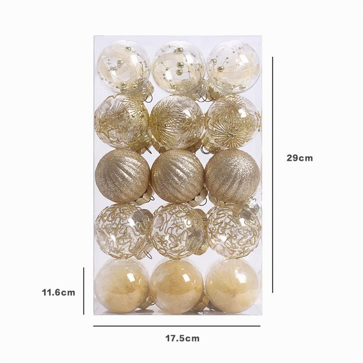 Weihnachtskugel 30 Stück 6cm Weihnachtskugeln Klare Kunststoff Christbaumkugeln Hängende Dekoration für Weihnachtsbaumschmuck Dekoration (Gold)