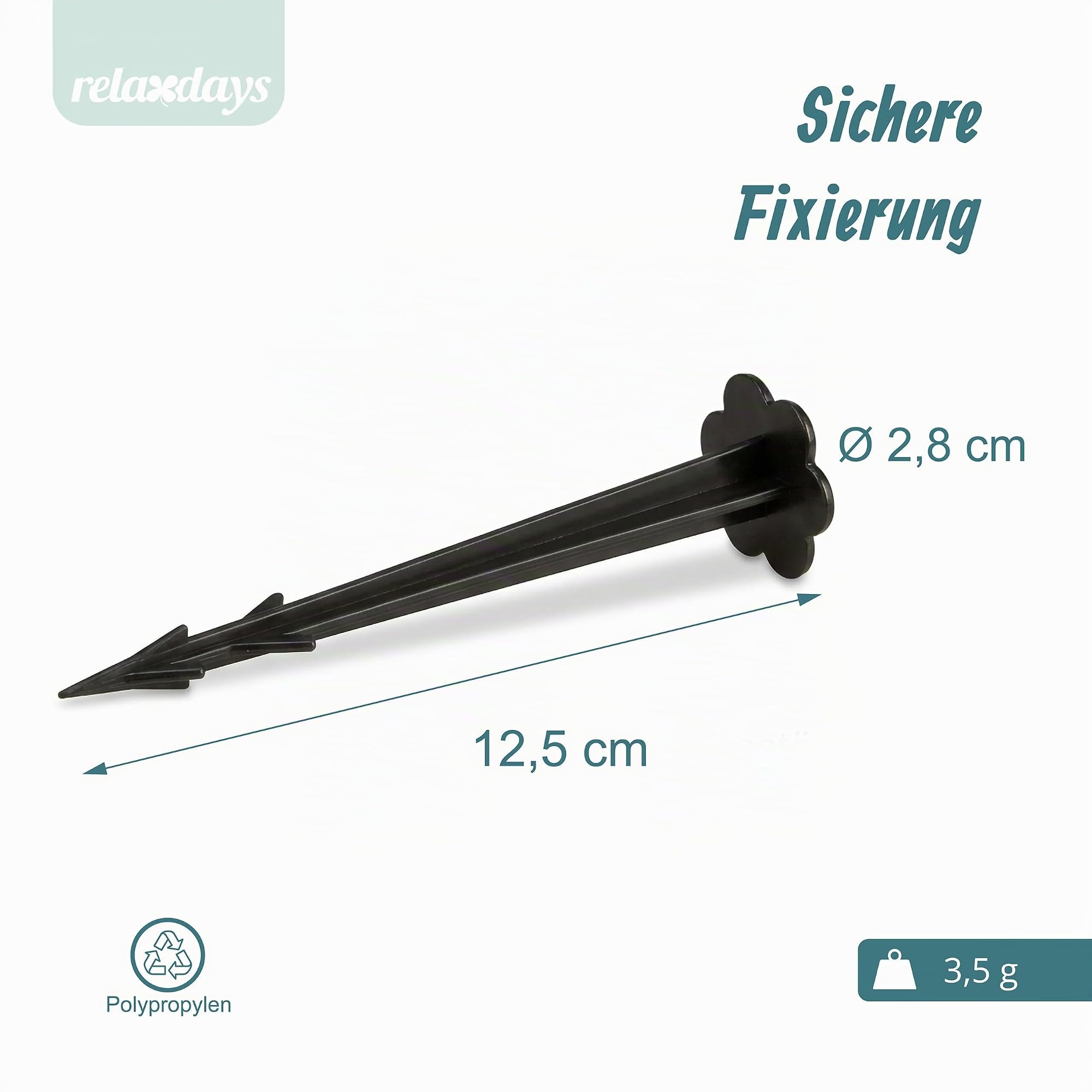 Relaxdays Erdnägel Kunststoff 11cm 1000er Set Bodenanker, schwarz