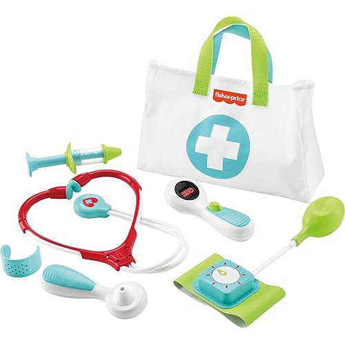 Fisher-Price Preschool Pretend Play Medical Kit 7-Piece Doctor Bag Dress Up Toys for Kids Ages 3+ Years
