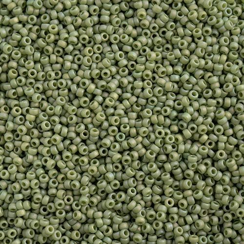 Miyuki Seed Bead 15/0 APX 22g - Frosted Glazed Rainbow Green Shamrock Matte AB Japanese Glass Seed Beads