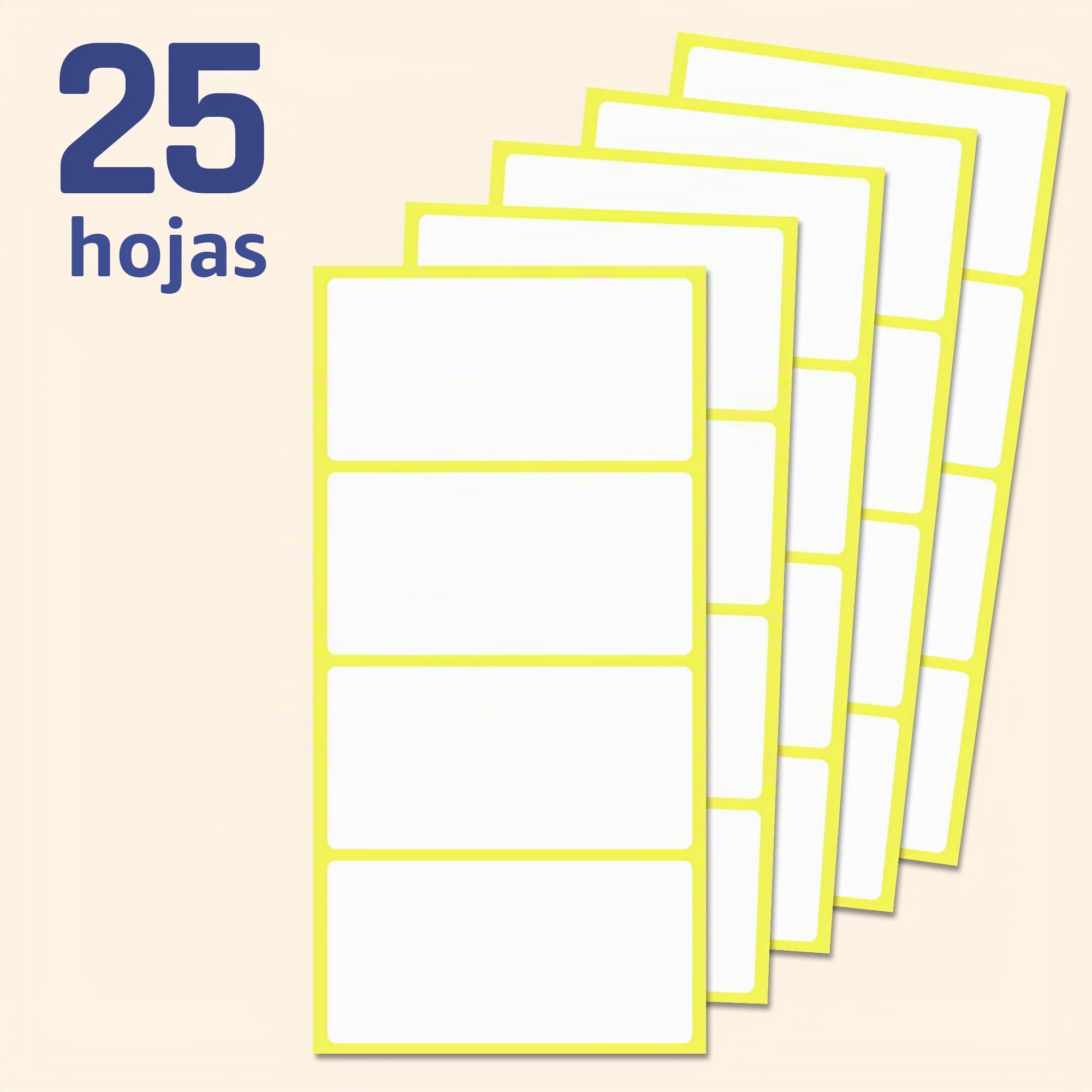 100 Piezas, 80 x 40 mm - Etiquetas Adhesivas Blancas Pegatinas