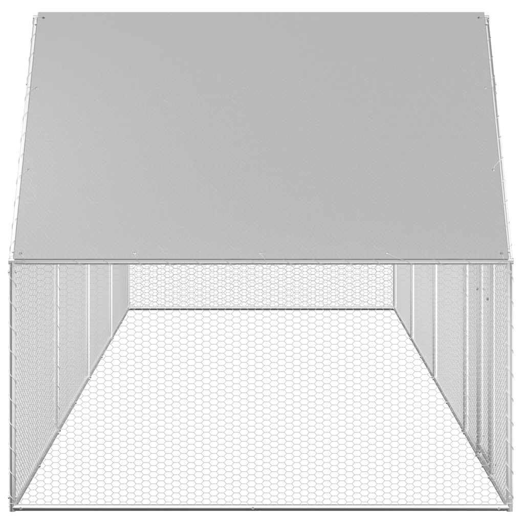 Gallinero de 8 x 2 x 2 m, acero galvanizado con techo impermeable y puerta con cerradura para aves de corral, caño de malla de alambre estable y construcción duradera de acero