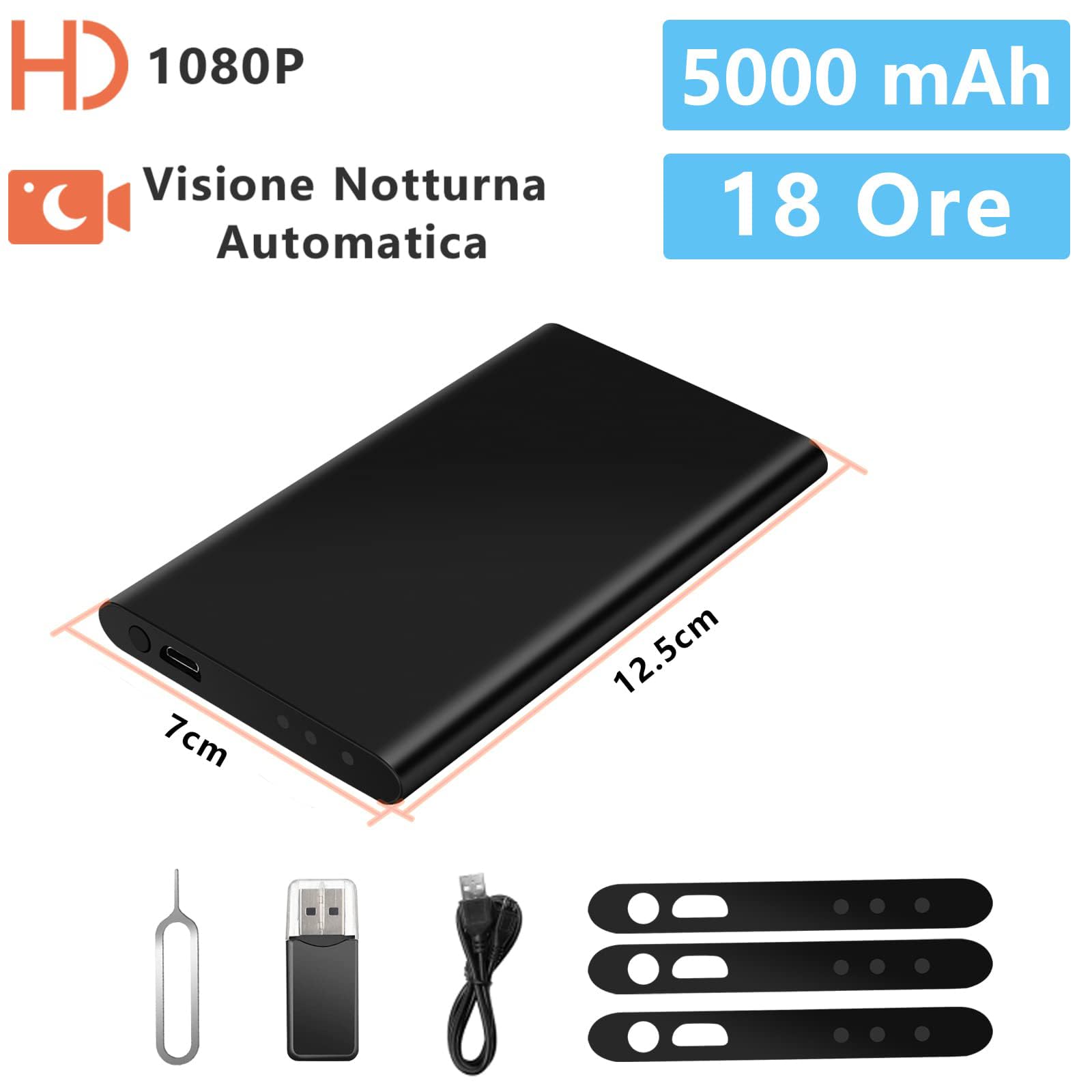 TANGMI Telecamera Nascosta Power Bank 1080P HD con Sensore Gravità | IR Notturna, Power Bank 2-in-1 con Registrazione Loop, 18h Autonomia, microSD 128GB, per Ufficio Casa Ingresso
