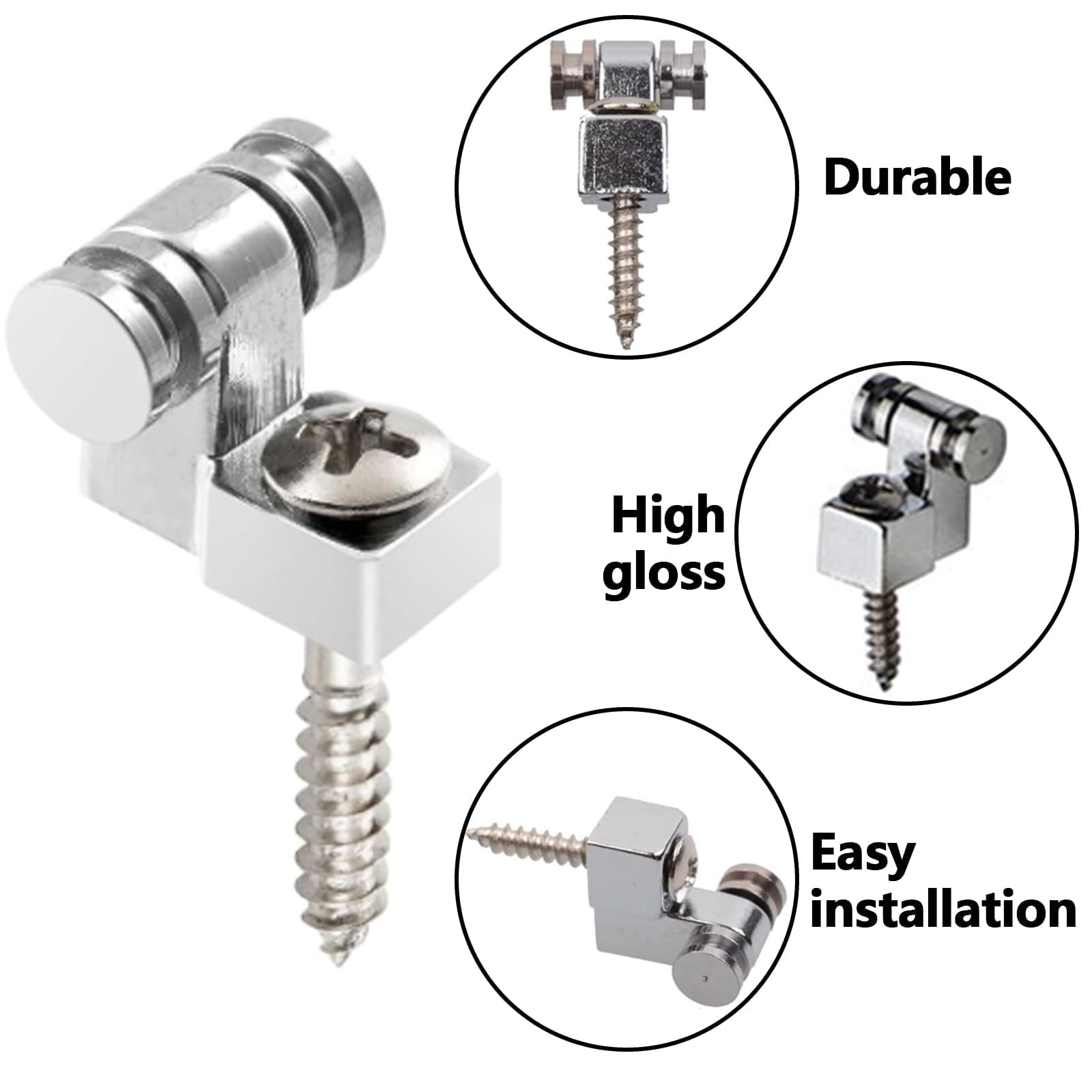 Yuiturt 4PCS Roller Guitar String Trees Guides Retainers, Chrome String Retainers with Mounting Screws for Fender Strat/Tele - Image 3