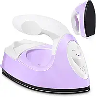 Honoson Mini ferro artesanal mini prensa térmica de ferro pequeno 10 x 6 x 7 cm portátil prático minúsculo flatiron com base de carregamento acessório para patch de contas de fusível DIY vinil de