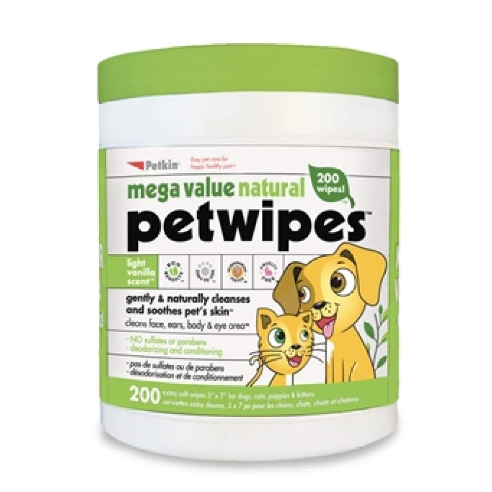 Petkin Extra Mega Valu Natural Petwipes 200Ct