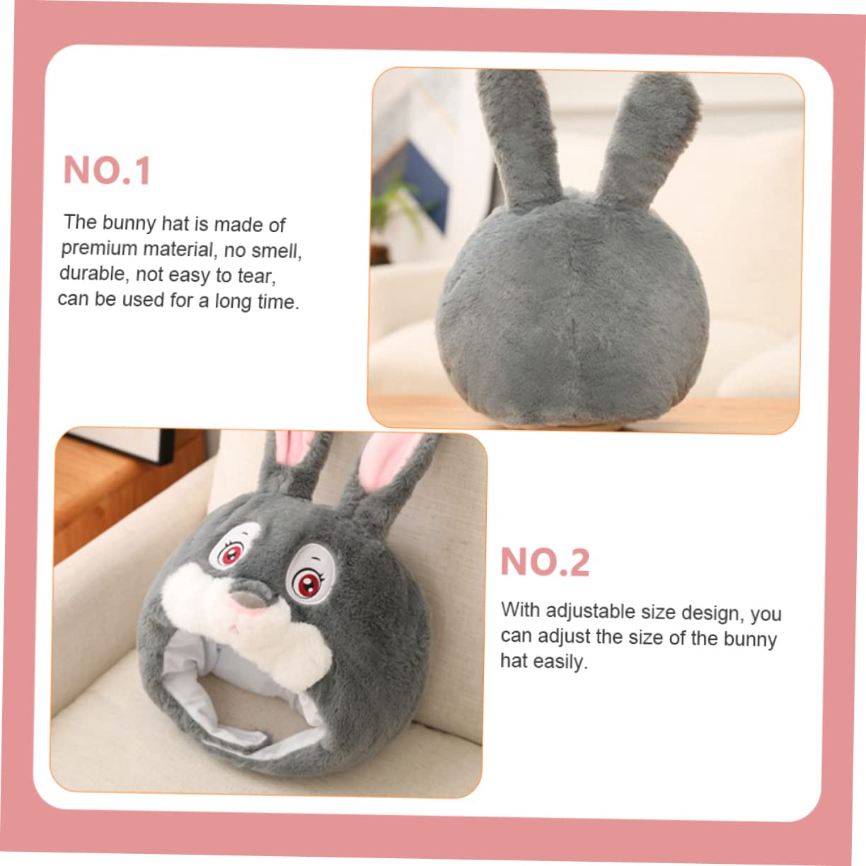 Toyvian 2piezas Sombrero De Conejo De Peluche Con Orejas Ajustables Gorro Divertido Para Pascua Accesorio y Fotografía Infantil Adultos