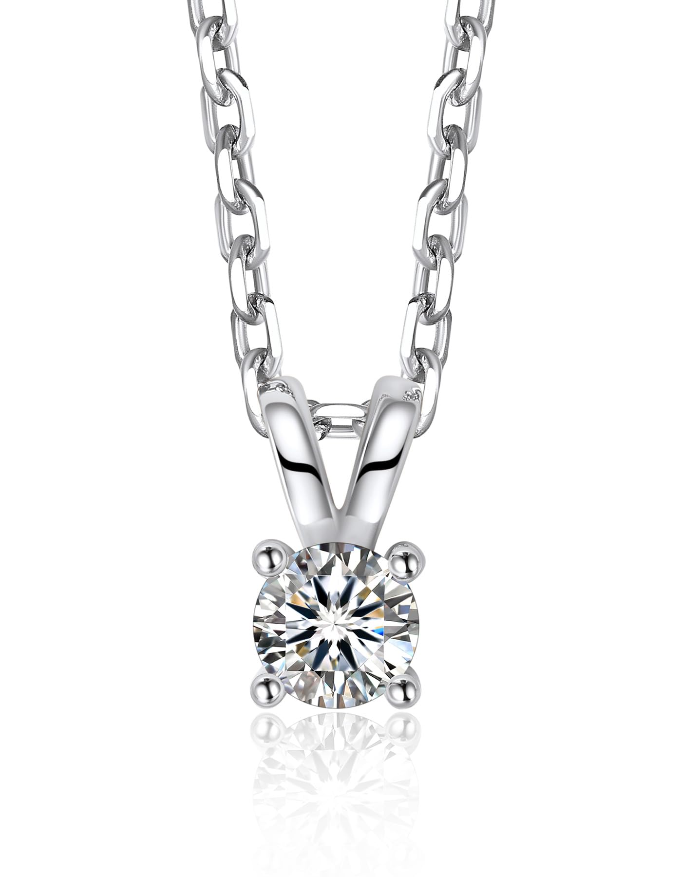 MomentWish Collana Moissanite Donna Argento 925 Oro Giallo Oro Rosa | 0,3/0,5/1/2 Carati Diamante Solitario Argento 925 Oro Giallo Oro Rosa Gioiello Regalo di Natale per Donna