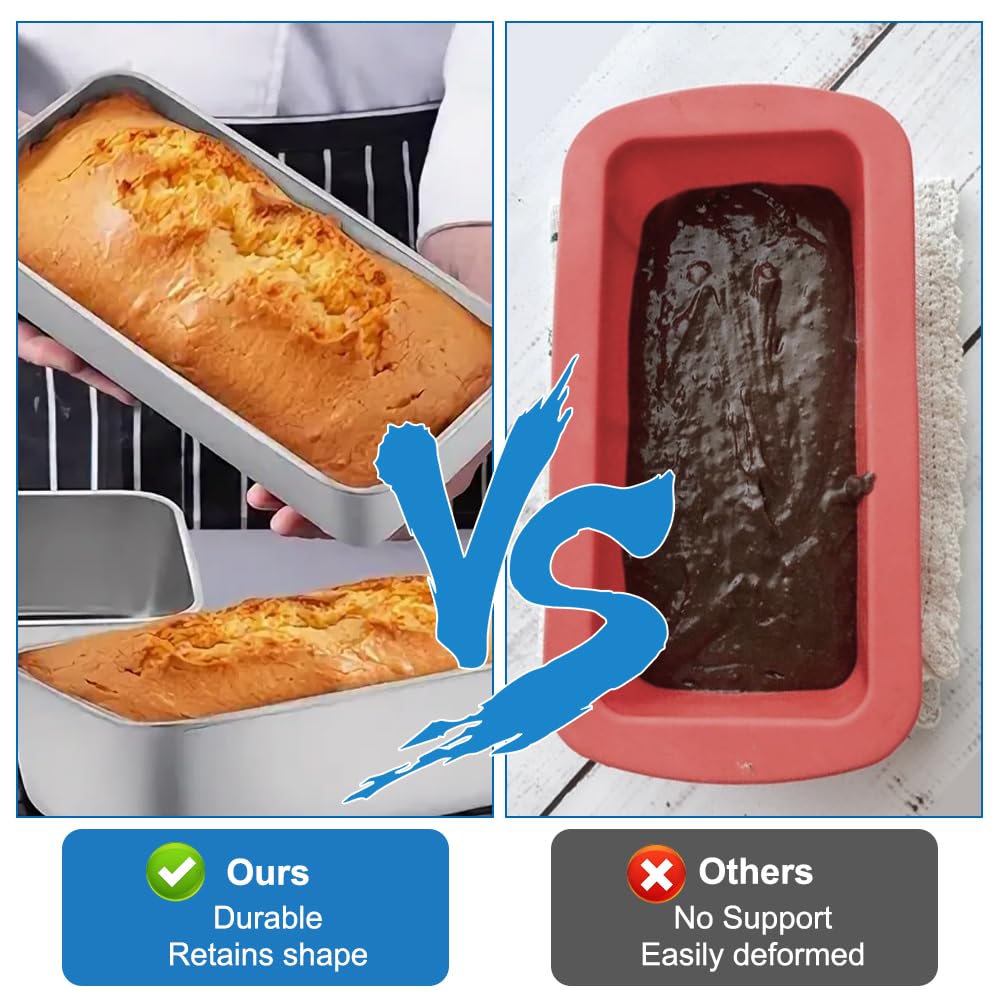 Joyfair - Set di 2 stampi per pane e torte, in acciaio inox, 23x12x6 cm, sani e atossici, facili da sformare e lavabili in lavastoviglie