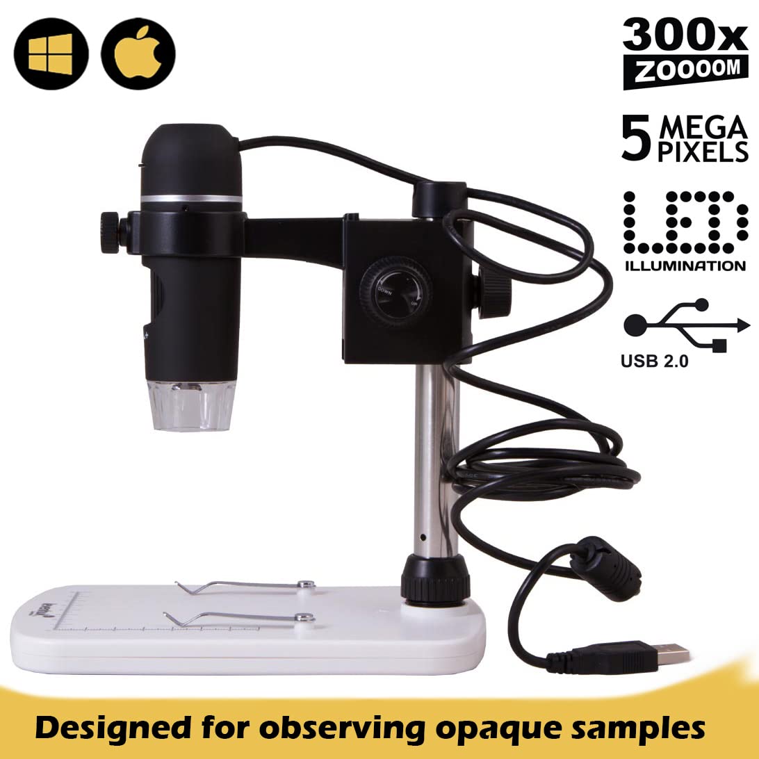 Microscopio Digital Portátil Levenhuk DTX 90 (10–300x) con Cámara Desmontable para Uso en Electrónica, Joyería, Biología, Zoología y Otros Ámbitos