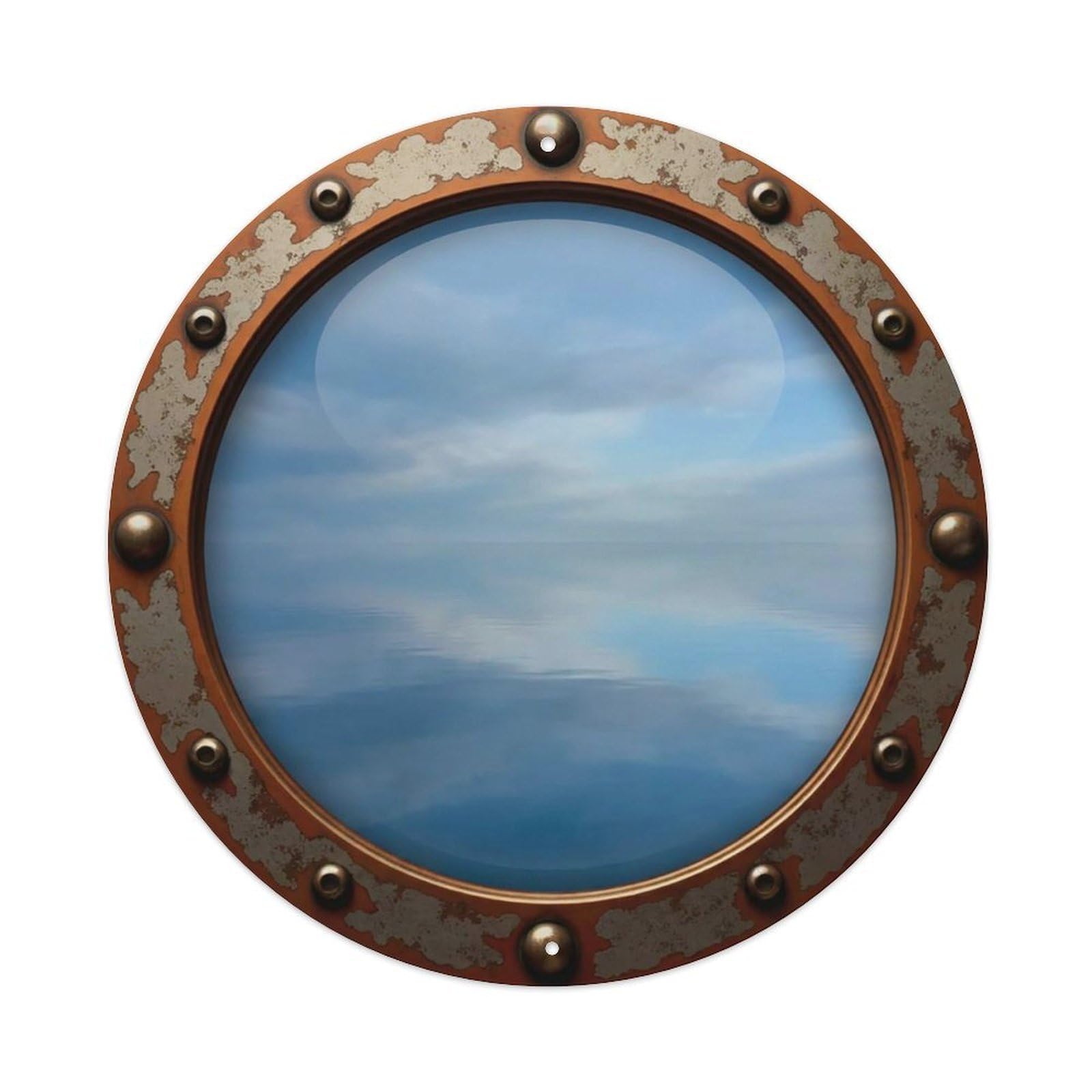 Vintage Porthole Smooth Glassy Sea View Vintage Metal Tin Sign Plaque Wall Decor for Cafe, Club Bar, Office, Garden Metal Poster 8x8Inch