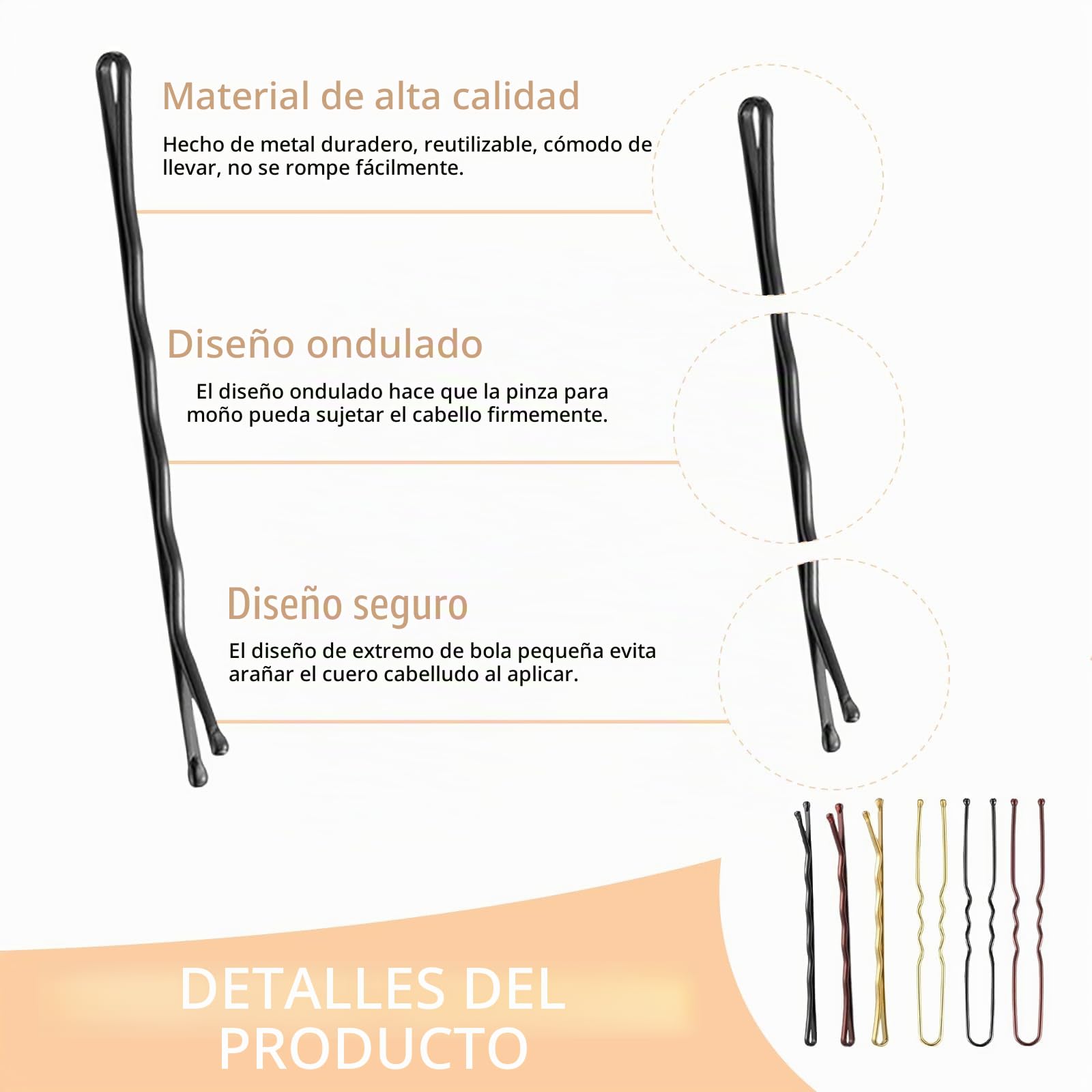 300 Horquillas Pelo Mujer, Pinzas Chignon Invisibles, Pasadores Metálicos, Caja Organizadora (Marrón)