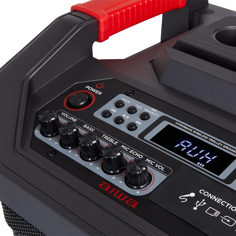 AIWA - KBTUS-710, TROLLEY PARTY SPEAKER 700 W, Bluetooth 5.0 portata 10m, TunerFM, porte USB/SD per Mp3 Recorder/Player, AUX in, 2 microfoni, batteria ric. durata 8 ore, AC adapter, telecomando