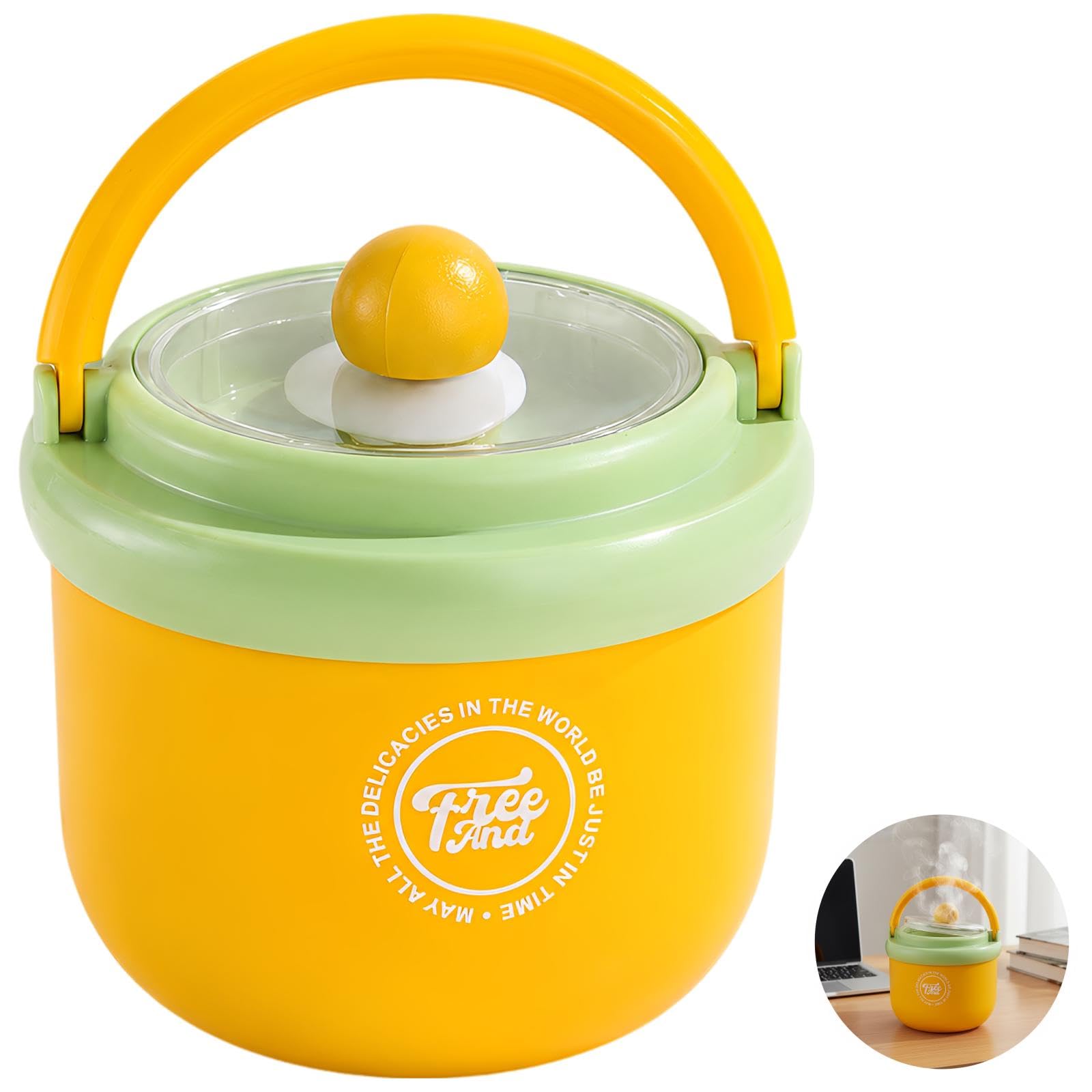 Lunch Food Jar 500 mL, tragbarer Essensbehälter mit Griff, 304 Edelstahl-Thermobecher, farbenfroher wärmeisolierter Becher für heiße Suppe, Frühstück, Milch, Reise und Büro, mit Blumen-Deckel