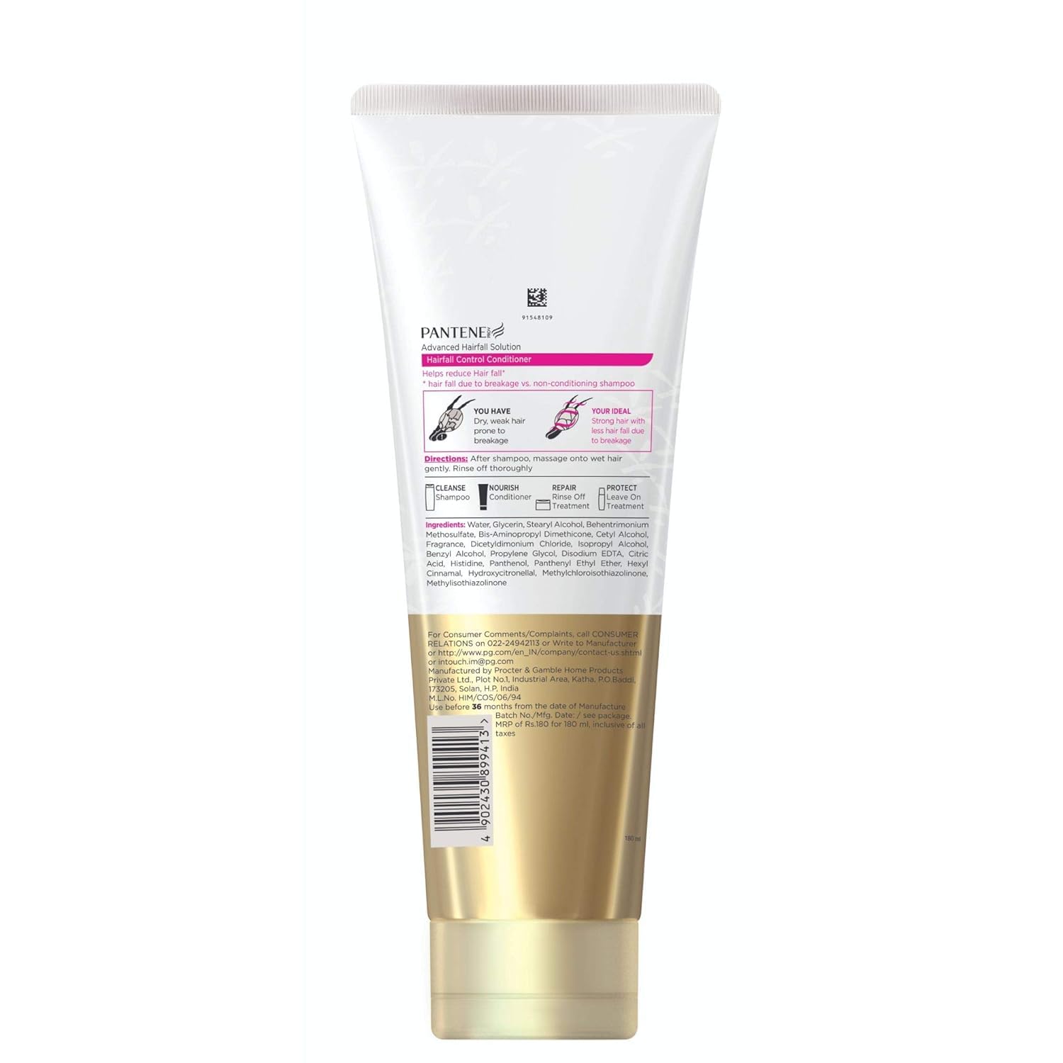 Pantene Advanced Hair Fall Solution Anti Hair Fall Shampoo, 1 L And Pantene Advanced Hair Fall Solution Anti Hair Fall Conditioner, 180 ml 4