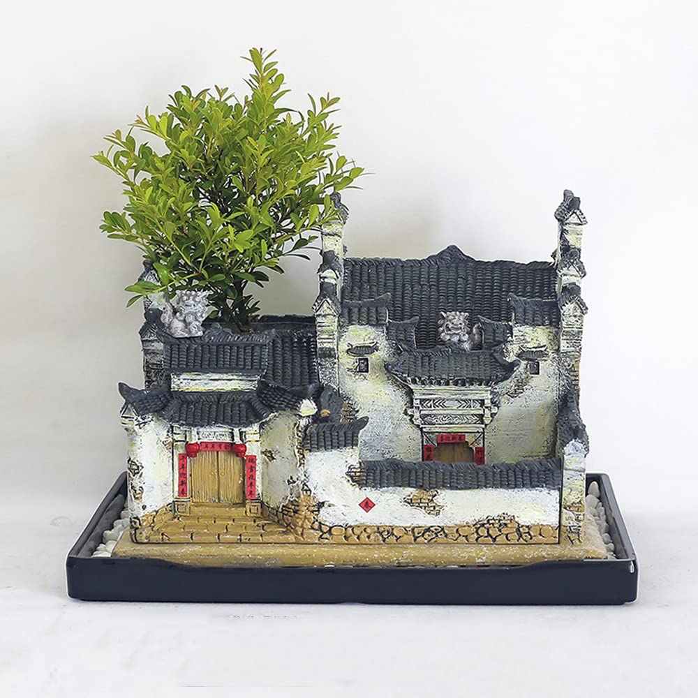DFGHNBVC Fairy Garden Planter Pot Succulent Flower Pot Miniature House Kit Micro Landscape Decorations With Light Without Plants,H