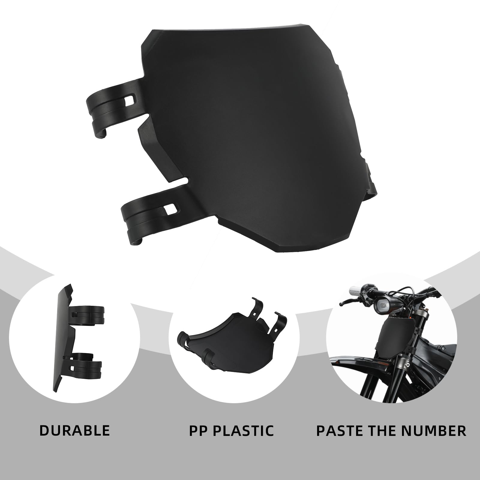 BAOUFF Front Number Plate For Ebike,Electric Dirt Bike Plate Replacement For Ridstar Q20/Tutti Soleil 01/Surron Light Bee/Talaria X3 Sting MX3 MX4 MX5/E Ride Pro/Macfox X1 X1S X7/Super 73-Black - View #2