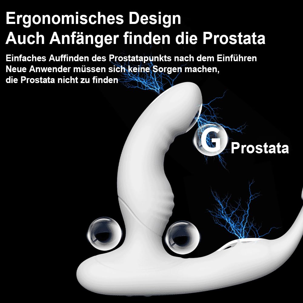 Analvibratoren Prostata Vibrator mit Doppelring APP Control 10 Vibrationen＆ Elektroschocks Prostatamassager Elektroschock Vibrator Heizung Elektroschock-Analplug Sexspielzeug für Männer Paare Extrem