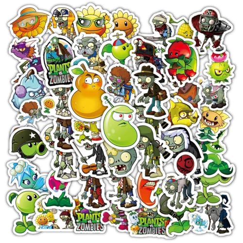 Dyharnsty 2 Sheet/120PCS Plants and Zombies Stickers Vinyl Stickers for Water Bottles Laptop Classroom Supplies