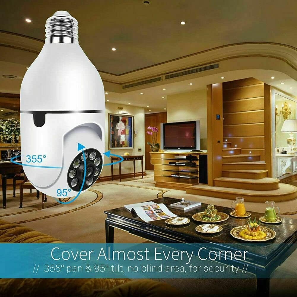 Telecamera di sicurezza a lampadina, 2.4G/5GHz WiFi 2K Telecamere di sicurezza wireless per esterni, Telecamere a lampadina per la sicurezza domestica, rilevamento umano e allarme, conversazione