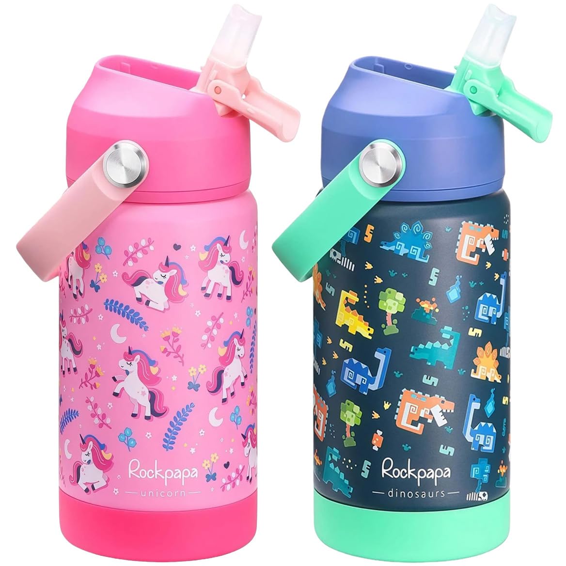 rockpapa 14oz Kids Insulated Water Bottle, 18/8 Stainless Steel Toddler Cup โ image 1