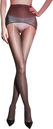 HTRUIYA Womens Shiny Pantyhose Sheer Control Top Tights Sheer Footed Silk Stockings 15D