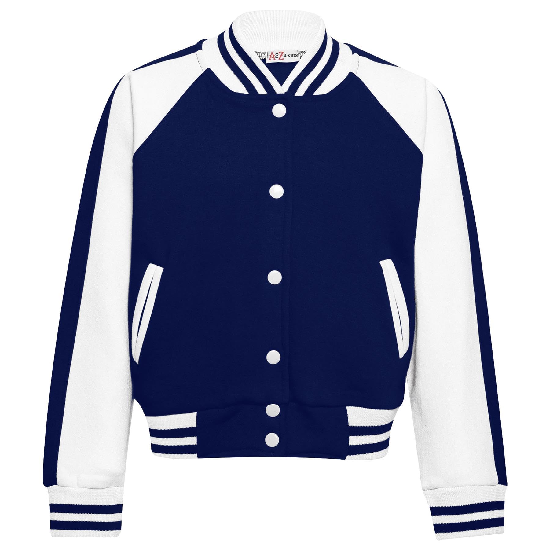 A2z 4 Kids Royal Blue New Baseball Contrast Varsity Jacket Stand Collar Coat