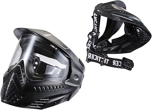 Lancer Tactical Máscara de Airsoft y Paintball de Rostro Completo de Alta Resistencia con Visor de Polietileno