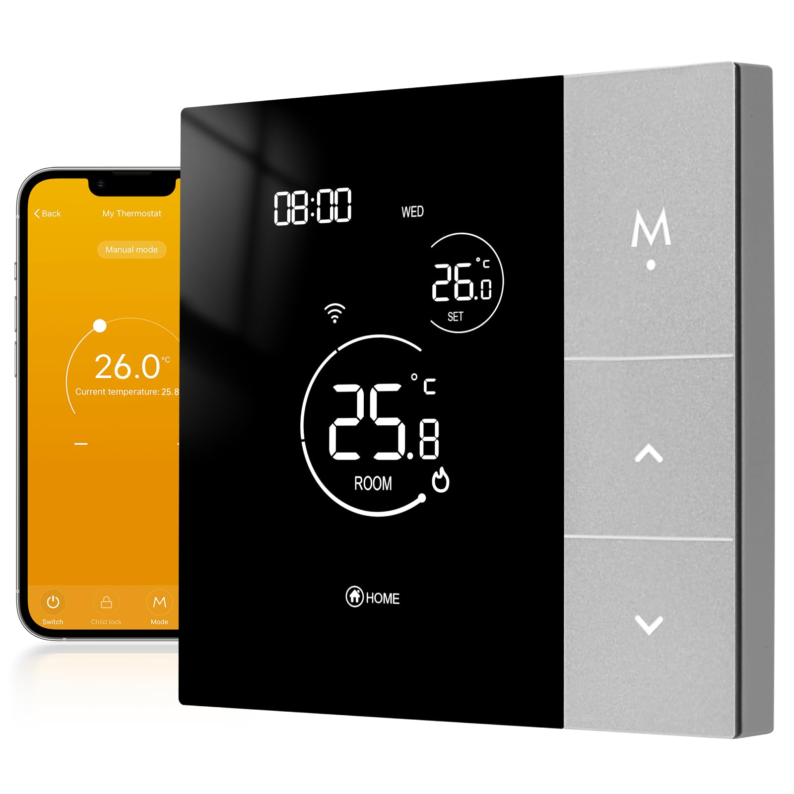 Beok Contrôleur de Température Smart Thermostat WiFi 3A Commande à Distance pour Le Chauffage de Chaudière à Gaz Tuya Smart Life Compatible avec Google Assistant et Alexa Commande Vocale