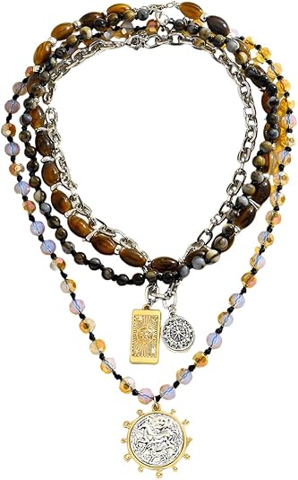 Amazon.com: Hellodr Beaded Coin Necklaces for Women, Vintage Multi ...